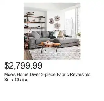 Costco Moe's Home Diver 2-piece Fabric Reversible Sofa-Chaise offer
