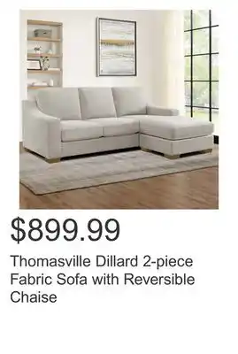 Costco Thomasville Dillard 2-piece Fabric Sofa with Reversible Chaise offer
