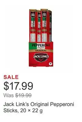 Costco Jack Link's Original Pepperoni Sticks, 20 × 22 g offer
