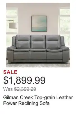 Costco Gilman Creek Top-grain Leather Power Reclining Sofa offer