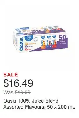 Costco Oasis 100% Juice Blend Assorted Flavours, 50 x 200 mL offer