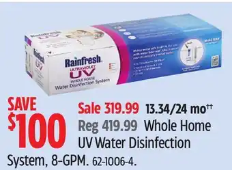 Canadian Tire Rainfresh Whole Home UV Water Disinfection System, 8-GPM offer