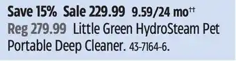 Canadian Tire Bissell Little Green HydroSteam Pet Portable Deep Cleaner offer