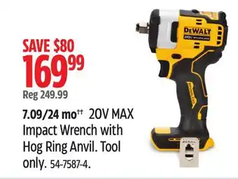 Canadian Tire DEWALT 20V MAX Impact Wrench with Hog Ring Anvil offer