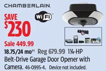 Canadian Tire Chamberlain 1 1⁄4-HP Belt-Drive Garage Door Opener with Camera offer