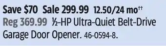 Canadian Tire Chamberlain ½-HP Ultra-Quiet Belt-Drive Garage Door Opener offer