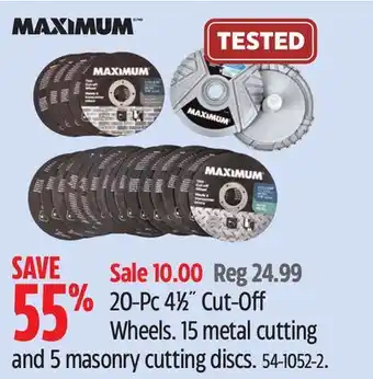 Canadian Tire MAXIMUM 20-Pc 4 1⁄2 Cut-Off Wheels offer