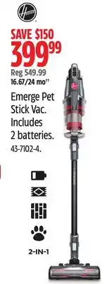 Canadian Tire Hoover Emerge Pet Stick Vac offer