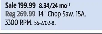 Canadian Tire MAXIMUM 14 Chop Saw offer