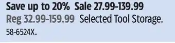 Canadian Tire Selected Tool Storage offer