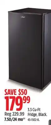 Canadian Tire Master Chef 3.3 Cu-Ft Fridge, Black offer