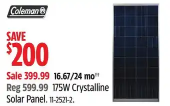 Canadian Tire Coleman 175W Crystalline Solar Panel offer