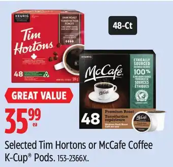 Canadian Tire Tim Hortons Selected Tim Hortons or McCafe Coffee K-Cup Pods offer
