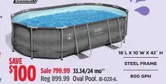Canadian Tire Coleman Oval Steel Frame Swimming Pool, 16-ft x 10-ft x 42-in offer