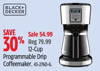 Canadian Tire Black + Decker 12-Cup Programmable Drip Coffeemaker offer