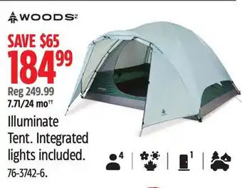 Canadian Tire Woods Illuminate Tent Integrated lights included offer
