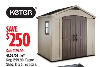 Canadian Tire keter Factor Shed, 8' x 6' offer