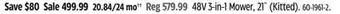Canadian Tire Yardworks 48V 3-in-1 Mower, 21˝ (Kitted) offer