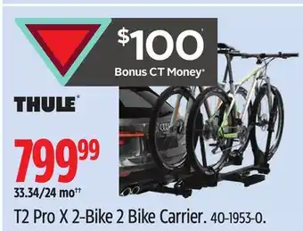 Canadian Tire Thule T2 Pro X 2-Bike 2 Bike Carrier offer