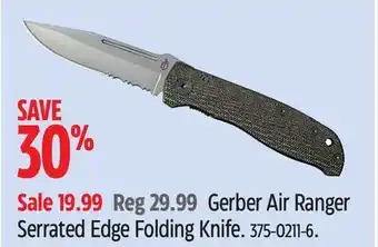 Canadian Tire Gerber Air Ranger Serrated Edge Folding Knife offer