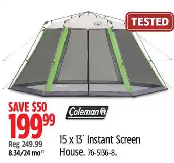 Canadian Tire Coleman 15 x 13' Instant Screen House offer