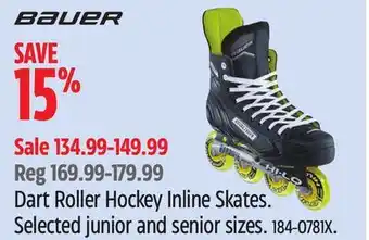 Canadian Tire Bauer Dart Roller Hockey Inline Skates offer