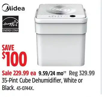 Canadian Tire Midea 35-Pint Cube Dehumidifier, White or Black offer