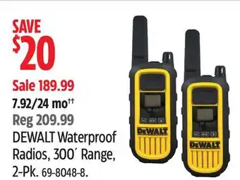 Canadian Tire DEWALT Waterproof Radios, 300' Range, 2-Pk offer