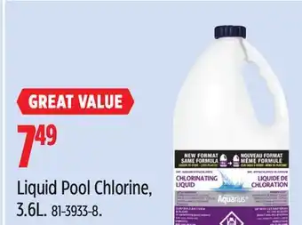 Canadian Tire Aquarius Liquid Pool Chlorine, 3.6L offer
