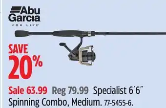 Canadian Tire Abu Garcia Specialist 6'6 Spinning Combo, Medium offer