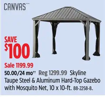 Canadian Tire CANVAS Coastline Taupe Aluminum Outdoor Patio Hard-Top Gazebo w/Mosquito Net, 10x10-ft offer
