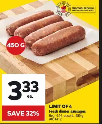 Giant Tiger Fresh dinner sausages offer
