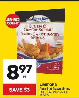 Giant Tiger Aqua Star frozen shrimp offer