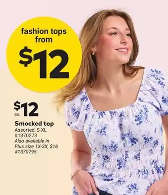Giant Tiger fashion tops Smocked top offer