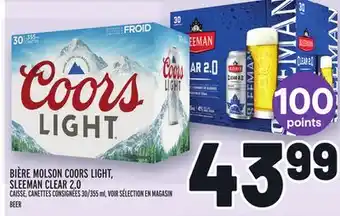 Metro BIÈRE MOLSON COORS LIGHT, SLEEMAN CLEAR 2.0 | BEER offer