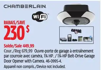 Canadian Tire Chamberlain 1 1⁄4-HP Belt-Drive Garage Door Opener with Camera offer