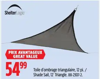Canadian Tire Shelterlogic Shade Sail, 12 Triangle offer