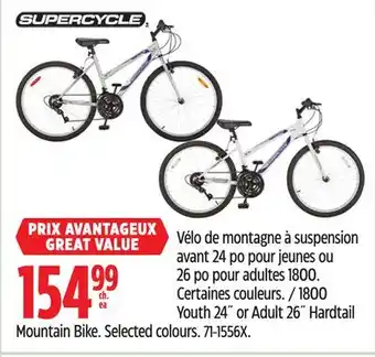 Canadian Tire Supercycle 1800 Youth 24˝ or Adult 26˝ Hardtail Mountain Bike offer