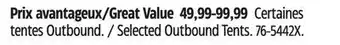 Canadian Tire Selected Outbound Tents offer