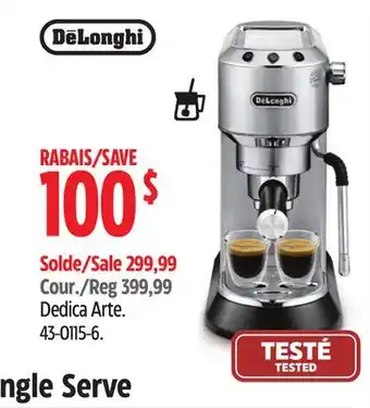 Canadian Tire DeLonghi Espresso Dedica Arte offer
