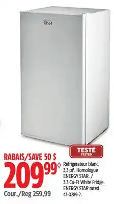 Canadian Tire MASTER Chef 3.3 Cu-Ft White Fridge offer