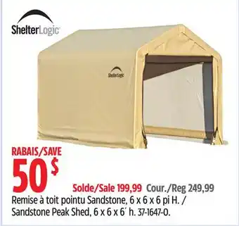Canadian Tire ShelterLogic Sandstone Peak Shed, 6 x 6 x 6' h offer