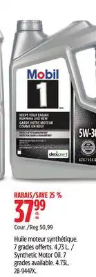 Canadian Tire Mobil 1 Synthetic Motor Oil offer