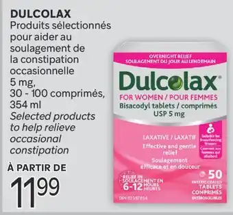 Brunet DULCOLAX Produits sélectionnés pour aider au soulagement de la constipation occasionnelle 5 mg, 30 - 100 comprimés, 354 ml offer