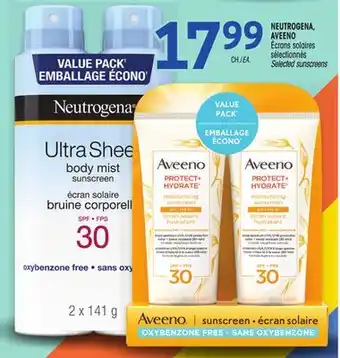 Uniprix NEUTROGENA, AVEENO Écrans solaires sélectionnés/Selected sunscreens offer