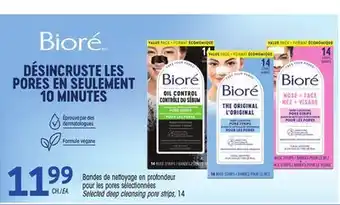 Uniprix BIORÉ Bandes de nettoyage en profondeur pour les pores sélectionnées/Selected deep cleansing pore strips offer
