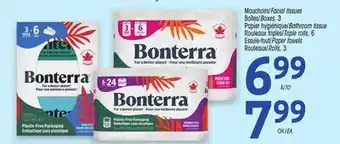 Uniprix BONTERRA Mouchoirs/Facial tissues Boîtes/Boxes, Papier hygiénique/Bathroom tissue, Rouleaux triples/Triple rolls, Essuie-tout offer
