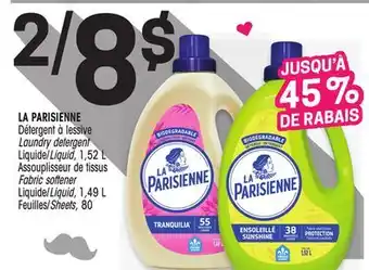 Uniprix LA PARISIENNE Détergent à lessive/Laundry detergent Liquide/Liquid, Assouplisseur de tissus/Fabric softener Liquide/Liquid, F offer