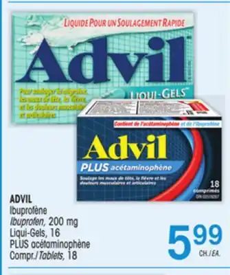 Uniprix ADVIL Ibuprofène/Ibuprofen, 200 mg Liqui-Gels,PLUS acétaminophène Compr./Tablets, 18 offer