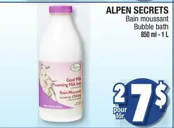 Jean Coutu ALPEN SECRETS Bubble bath offer